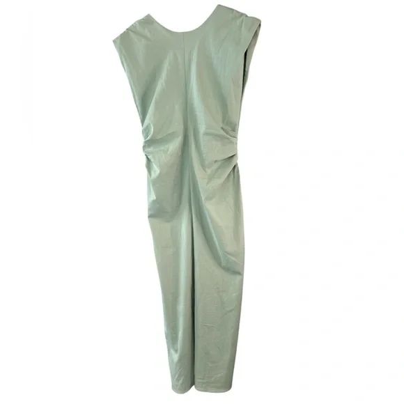 Zara Draped Waist Cotton Midi Dress in Mint Green - Picture 8 of 14